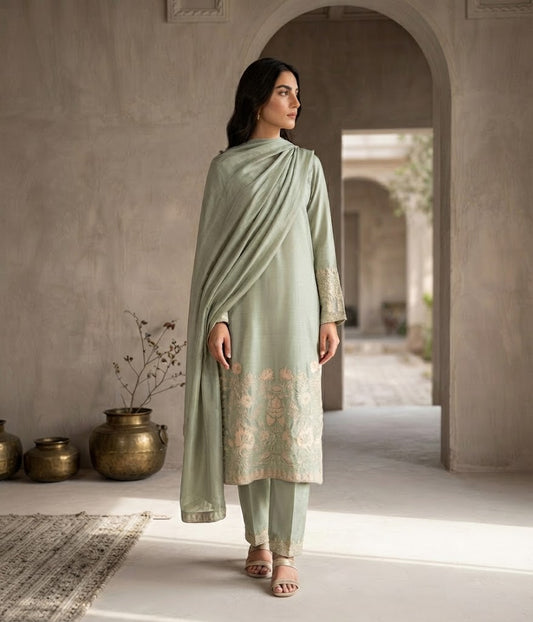 Sage Green Embroidered Suit